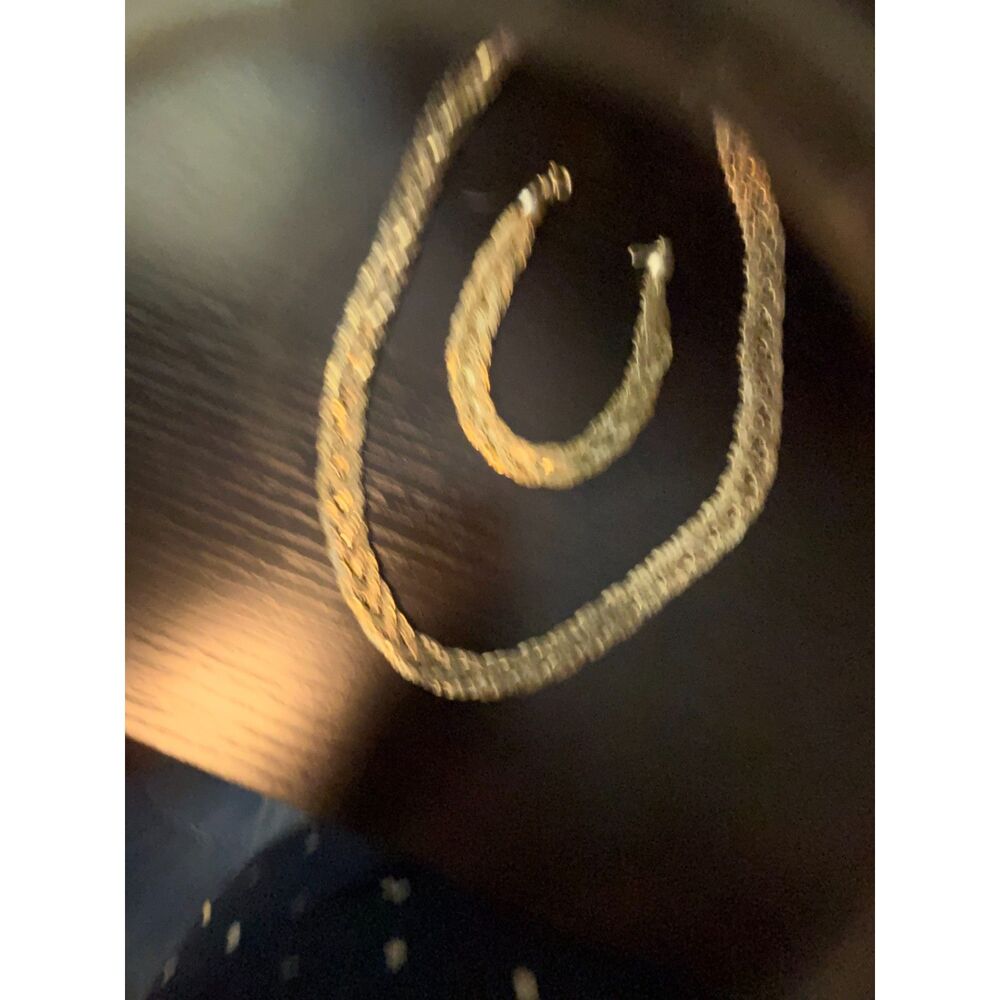 Vintage Gold Tone Braided Chain Necklace | Flat Woven Statement Collar